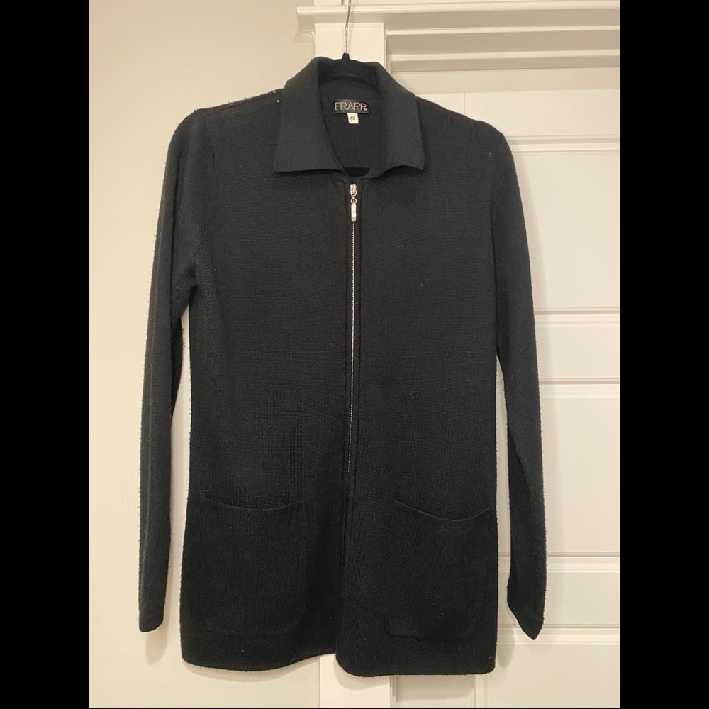 Womens Black Zip Up Sweater